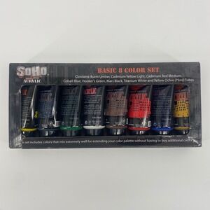 SoHo Urban Artist Acrylic Paint Basic 8 Color Set 75ml Tubes Multi Color New